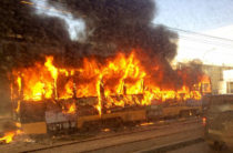 В Красноярске во время движения загорелся трамвай
