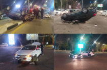 ФОТО: В Ташкенте столкнулись пять автомобилей, один перевернулся